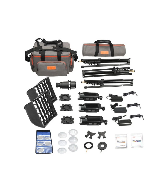 GODOX FOCUSING LED LIGHT S30 (3 LUCES MÁS ACCESORIOS) 3 GODOX FOCUSING LED LIGHT S30 (3 LUCES MÁS ACCESORIOS)