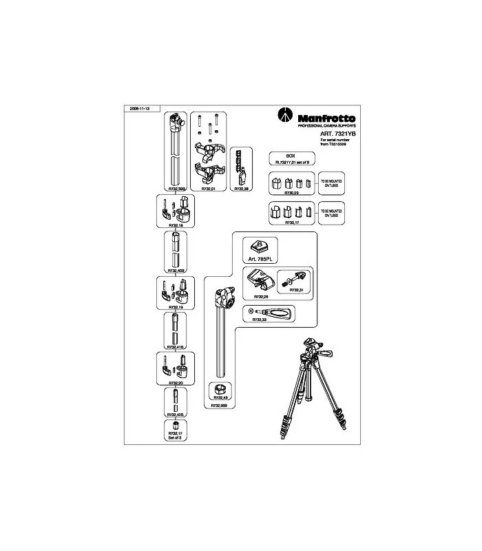 MANFROTTO RECAMBIO R732.01- PARA 7321YB 7322CY 7322CY-bb 7322YB 7322YSHB 732CY 4 MANFROTTO RECAMBIO R732.01- PARA 7321YB 7322CY 7322CY-bb 7322YB 7322YSHB 732CY - Imagen 2