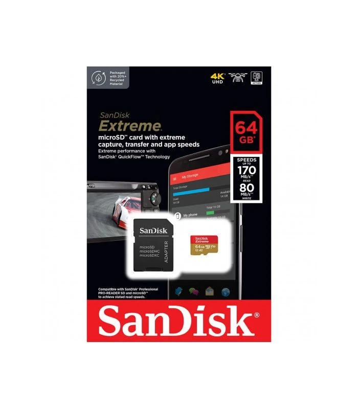 SANDISK TARJETA EXTREME MICRO SDXC UHS-I 64GB 170M/S 4 SANDISK TARJETA EXTREME MICRO SDXC UHS-I 64GB 170M/S - Imagen 2